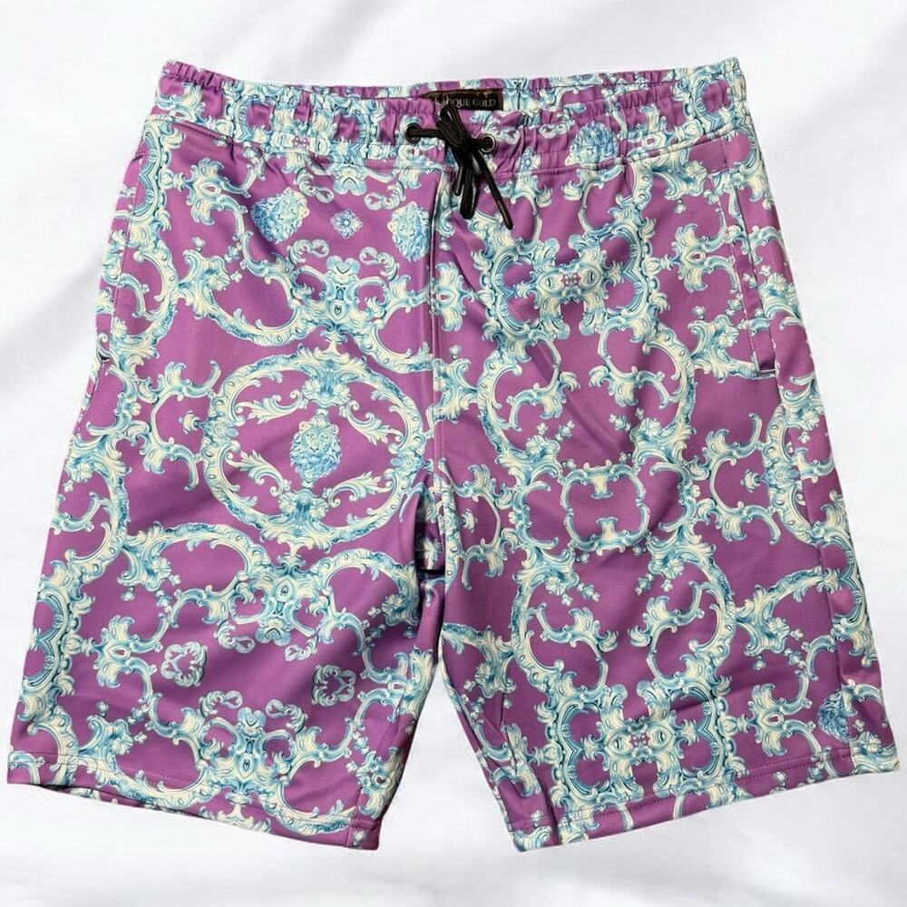NWT Blue Design Purple Mens Shorts Baroque Gold By Drill Clothing Co. S M L XL